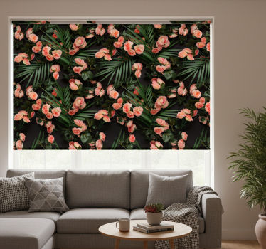 Store enrouleur salon fleurs avec palmiers - TenStickers
