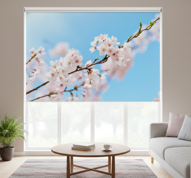 Store enrouleur salon fleurs de cerisier blanches - TenStickers