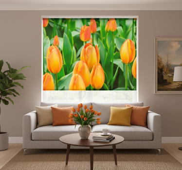Store enrouleur salon fleurs de tulipes orange - TenStickers