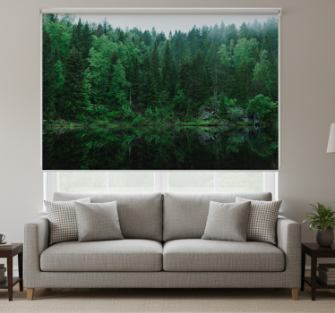 Store enrouleur salon forêt au bord du lac - TenStickers