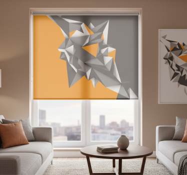 Store enrouleur salon formes abstraites grises et oranges - TenStickers