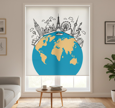Store enrouleur salon icônes de lieux du monde - TenStickers