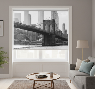 Store enrouleur salon image pont de brooklyn noir et blanc - TenStickers