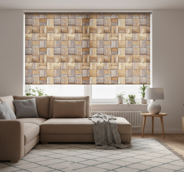 Store enrouleur salon imitation mosaïque bois 80's - TenStickers