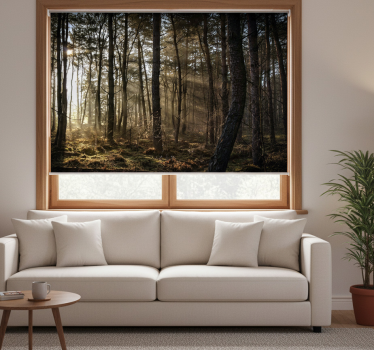 Store enrouleur salon lever de soleil en forêt - TenStickers