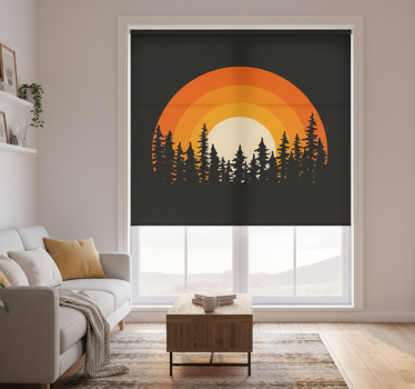 Store enrouleur salon lever de soleil en forêt sombre - TenStickers
