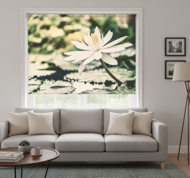 Store enrouleur salon lotus blanc sur lac - TenStickers