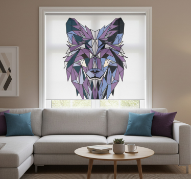 Store enrouleur salon loup géométrique - TenStickers