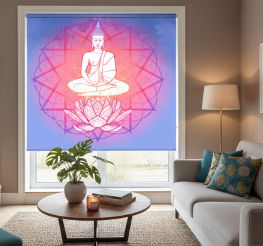 Store enrouleur salon mandala bouddha en méditation - TenStickers