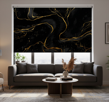 Store enrouleur salon marbre noir et doré - TenStickers