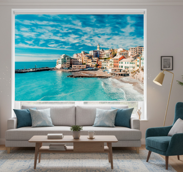 Store enrouleur salon mer de santorin - TenStickers