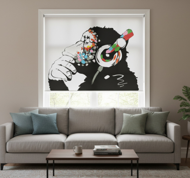 Store enrouleur salon mono banksy musique - TenStickers