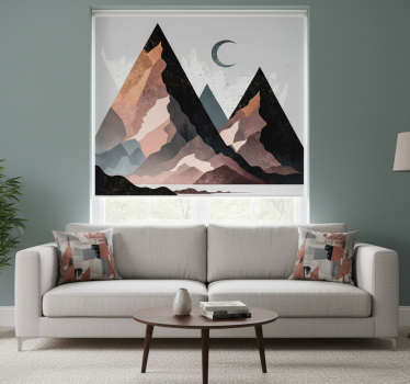 Store enrouleur salon montagnes géométriques nordiques - TenStickers