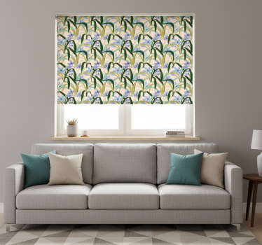 Store enrouleur salon motif abstrait feuilles colorées - TenStickers
