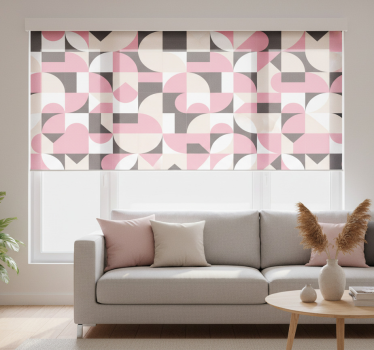 Store enrouleur salon motif géométrique rose nordique - TenStickers
