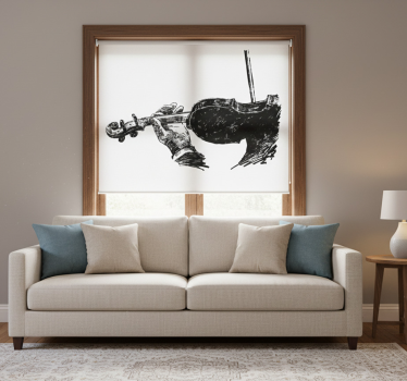 Store enrouleur salon musicien violon dessiné à la main - TenStickers