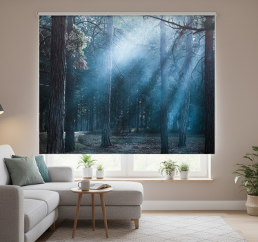 Store enrouleur salon nature crépusculaire en forêt - TenStickers