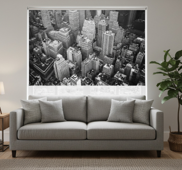 Store enrouleur salon new york aérien noir et blanc - TenStickers