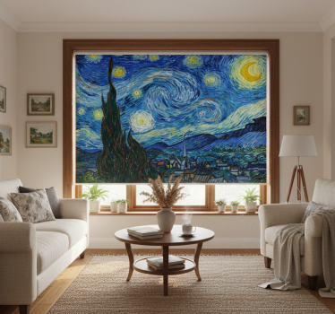 Store enrouleur salon nuit étoilée de van gogh - TenStickers
