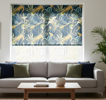 Store enrouleur salon oiseaux dans les feuilles jungle - TenStickers