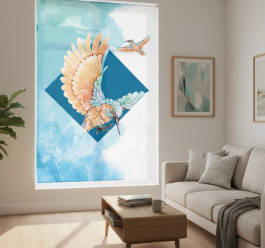 Store enrouleur salon oiseaux martin-pêcheur - TenStickers