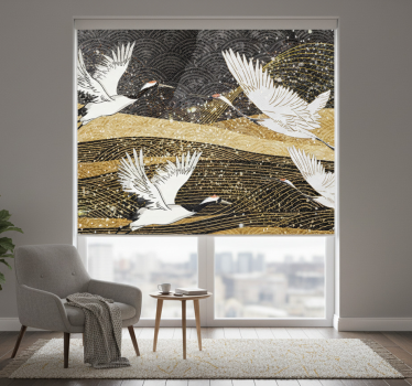 Store enrouleur salon oiseaux orientaux blancs - TenStickers
