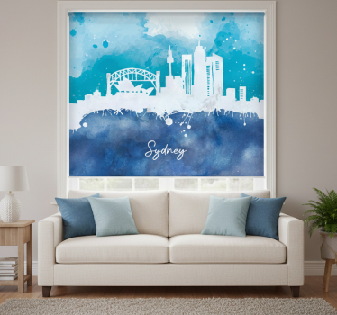 Store enrouleur salon paysage aquarelle sydney - TenStickers
