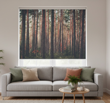 Store enrouleur salon paysage d'arbres en forêt profonde - TenStickers