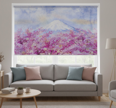 Store enrouleur salon paysage de cerisiers en fleurs - TenStickers