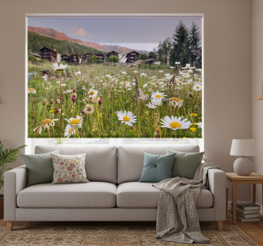 Store enrouleur salon paysage floral village - TenStickers