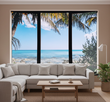 Store enrouleur salon paysage marin 3d fenêtre - TenStickers