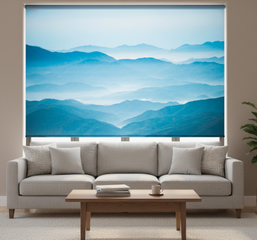 Store enrouleur salon paysage montagneux brumeux - TenStickers