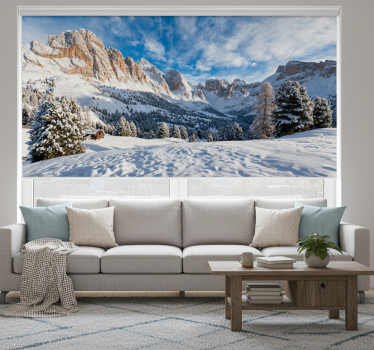 Store enrouleur salon paysage montagneux enneigé - TenStickers