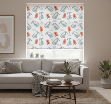 Store enrouleur salon pingouins minimalistes avec arbres - TenStickers