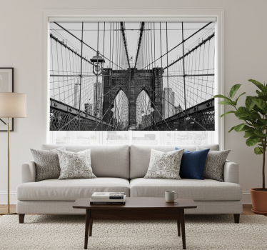 Store enrouleur salon pont de brooklyn noir et blanc - TenStickers