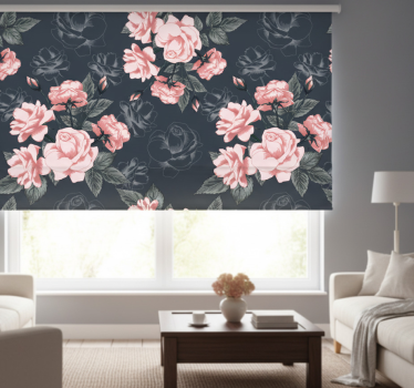Store enrouleur salon roses blanches et roses vintage - TenStickers