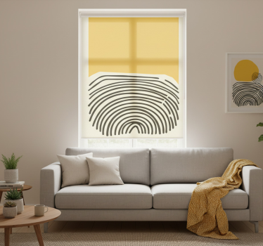 Store enrouleur salon tableau abstrait jaune noir - TenStickers