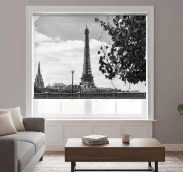 Store enrouleur salon tour eiffel noir et blanc - TenStickers