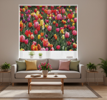 Store enrouleur salon tulipes multicolores champ - TenStickers