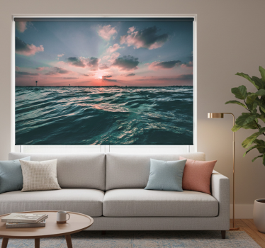 Store enrouleur salon vue sur mer paisible et sable mouvant - TenStickers
