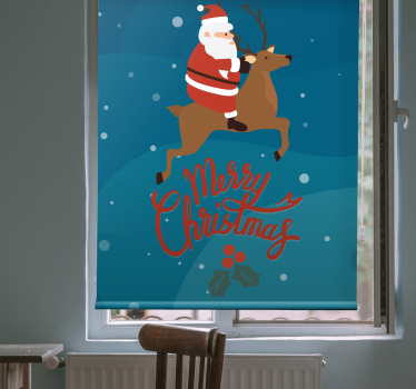 Store enrouleur original père noël chevauchant un renne - TenStickers