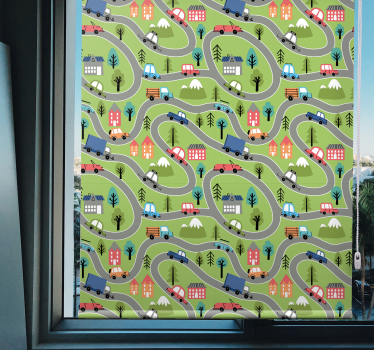 Store enrouleur chambre enfant routes de véhicules colorées - TenStickers