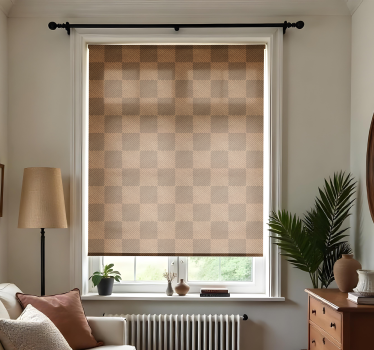 Store enrouleur salon motif de carrés de jute - TenStickers
