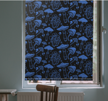 Store enrouleur original motif champignon bleu - TenStickers