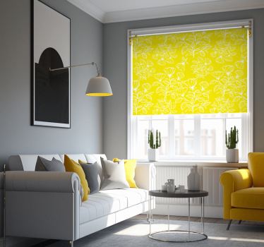 Store jaune motif minimaliste de fleurs - TenStickers
