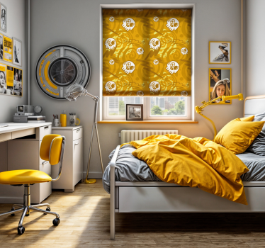 Store jaune chambre ado graffiti avec crânes - TenStickers