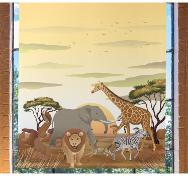 Store avec illustration d'animaux de la savane - TenStickers