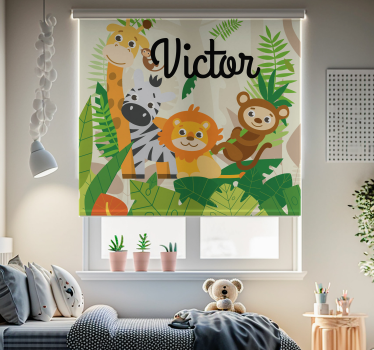 Store enfants animaux de la jungle avec prénom - TenStickers