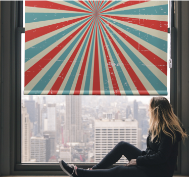 Store enrouleur chambre ado design rétro bleu et rouge - TenStickers