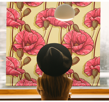 Stores avec fleurs sticker de coquelicots rouges vintage - TenStickers